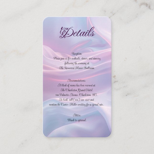 Whispers of Silk: Dreamy Pastel Waves Pink Blue  Enclosure Card (Front)