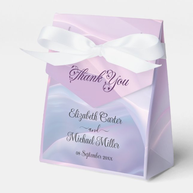 Whispers of Silk: Dreamy Pastel Waves Pink Blue  Favor Box (Front Side)