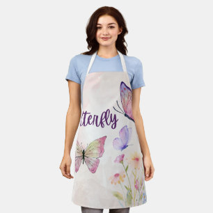 Whispers of Spring: Roses and Butterflies in Harmo Apron