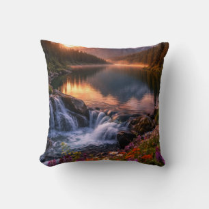 Whispers of the Alpine Sunset Throw Pillow