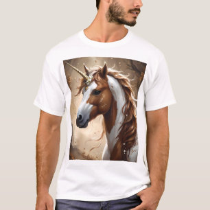 Whispers Of The Brown And White Fantasy Unicorn, T-Shirt