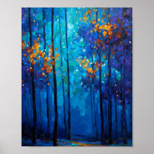 Whispers of the Cobalt Grove: An Autumnal Illumina Poster