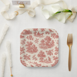 Whispers of the Countryside – Red Toile Paper Plat Paper Plate