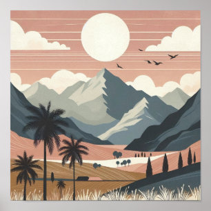 Whispers of the Earth: A Boho Minimalist Mountain  Poster