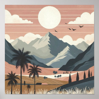 Whispers of the Earth: A Boho Minimalist Mountain Poster