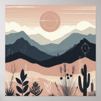 Whispers of the Earth: A Boho Minimalist Mountain Poster