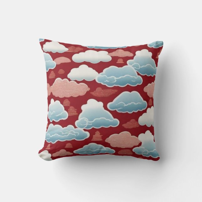 Whispers of the Heavens: A Chinese Cloud Pattern Throw Pillow (Front)