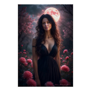 Whispers of the Moonlit Garden Poster