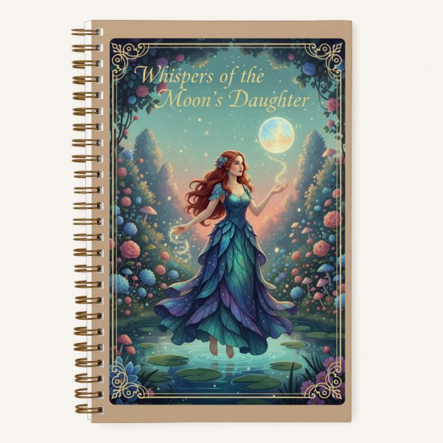 Whispers of the Moon's Daughter Floral Fantasy Notebook (Front)