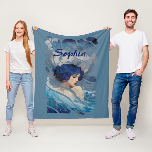 Whispers of the Ocean Goddess Fleece Blanket (In Situ)