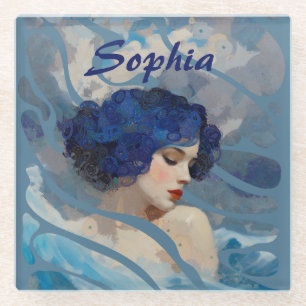 Whispers of the Ocean Goddess Glass Coaster