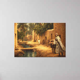Whispers of the Palm Shadows Vintage Oasis Fine Ar Canvas Print