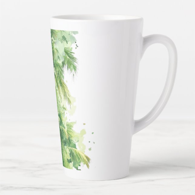 Whispers of the Palms Emerald Canopy Tropical Reve Latte Mug (Right)