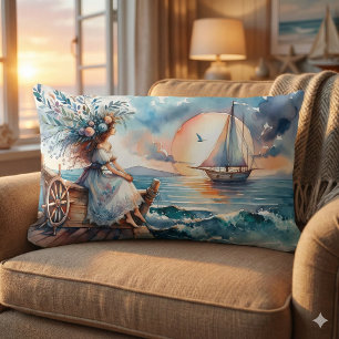 Whispers of the Sea at Sunset Lumbar Pillow