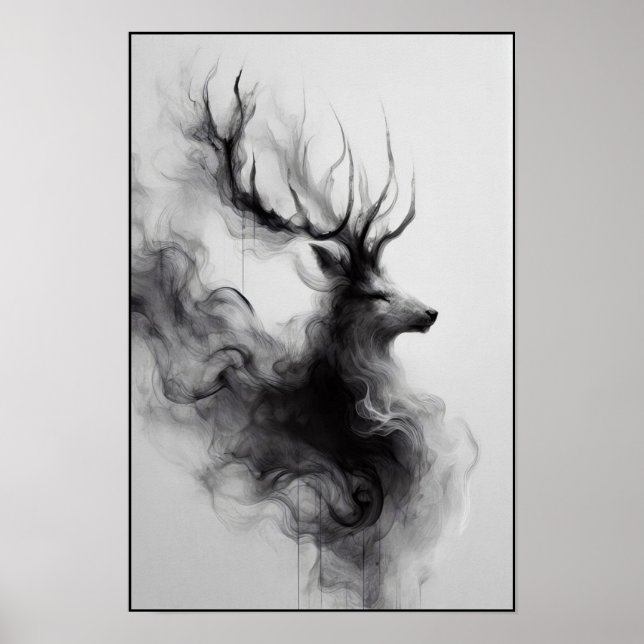 Whispers Of The Silent Stag Abstract Poster (Front)