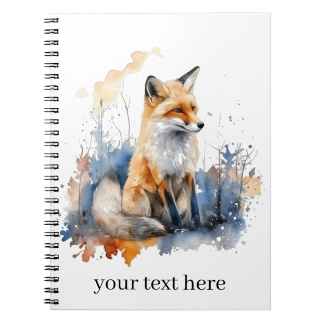 Whispers of the Wild Fox in Watercolor, custom Notebook (Front)