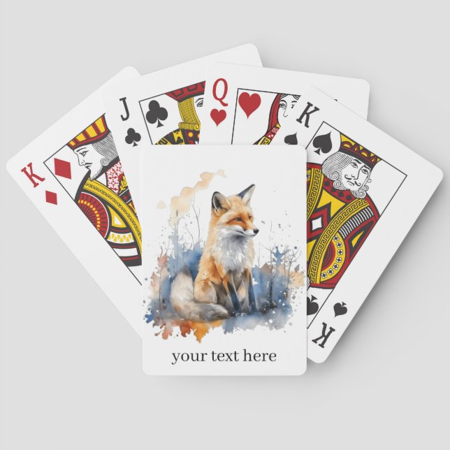 Whispers of the Wild Fox in Watercolor, custom Playing Cards (Back)