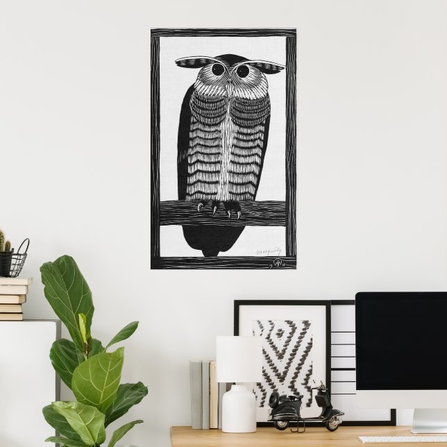 Whispers of the Wild: Horned Owl Poster (Home Office)