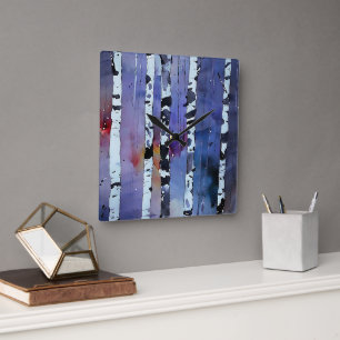 Whispers of the Winter Woods Square Wall Clock