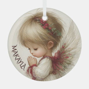 Whispers of Winter – Fairy Child with Cardinal Glass Ornament
