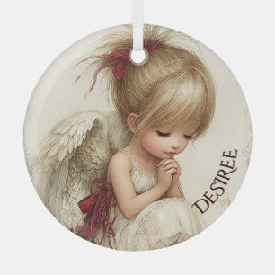 Whispers of Winter – Fairy Child with Cardinal Glass Ornament
