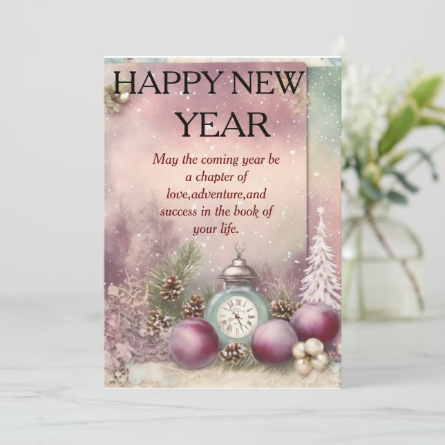  "Whispers of Winter: New Year's Greeting Card" Holiday Card (Standing Front)