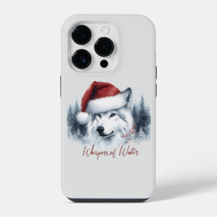 Whispers of Winter - Watercolor Wolf in Santa Hat iPhone 14 Pro Case
