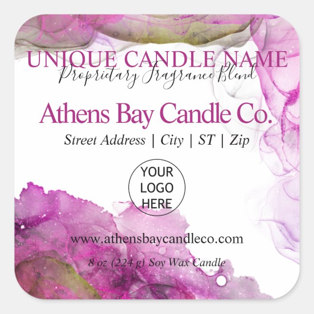 Whispy Alcohol Ink Candle Product Label (Front)