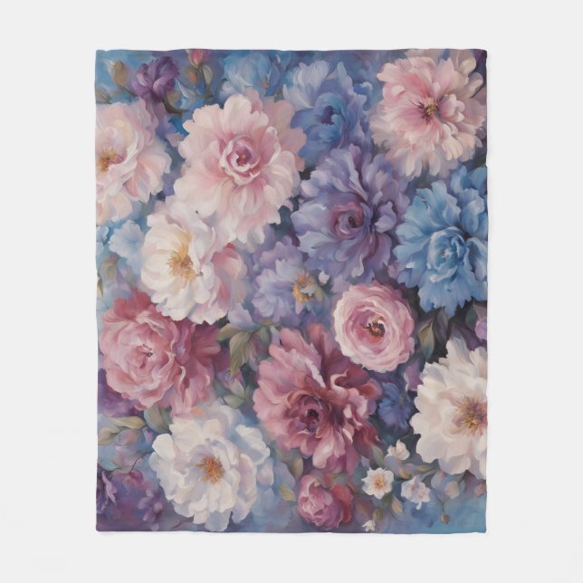 Whispy wildflower design fleece blanket (Front)