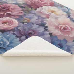 Whispy wildflower design sherpa blanket