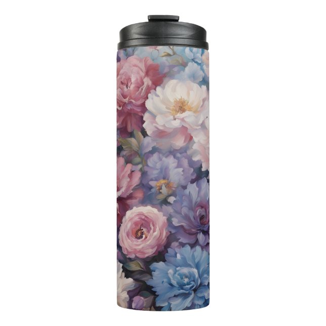 Whispy wildflower design thermal tumbler (Front)