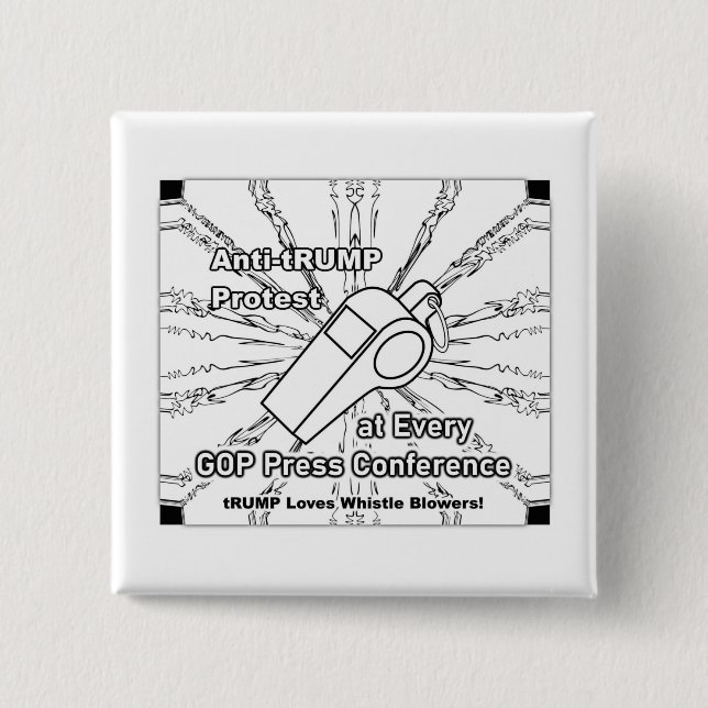 Whistle Blower 2 Inch Square Button (Front)