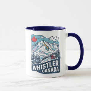 Whistler BC Canada Cute Skiing Watercolor Mountain Mug