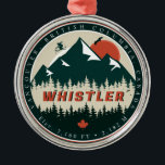 Whistler BC Canada Mountain Ski Vintage Metal Ornament<br><div class="desc">Whistler British Columbia Canada. This Vintage design makes a great Christmas or Birthday gift for fans of Canadian towns. The vintage design is a perfect gift for camping, and nature lovers. - "Modify the design according to your own preferences. You may change the design location, orientation, background colours and size....</div>