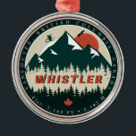 Whistler BC Canada Mountain Ski Vintage Metal Ornament<br><div class="desc">Whistler British Columbia Canada. This Vintage design makes a great Christmas or Birthday gift for fans of Canadian towns. The vintage design is a perfect gift for camping, and nature lovers. - "Modify the design according to your own preferences. You may change the design location, orientation, background colours and size....</div>