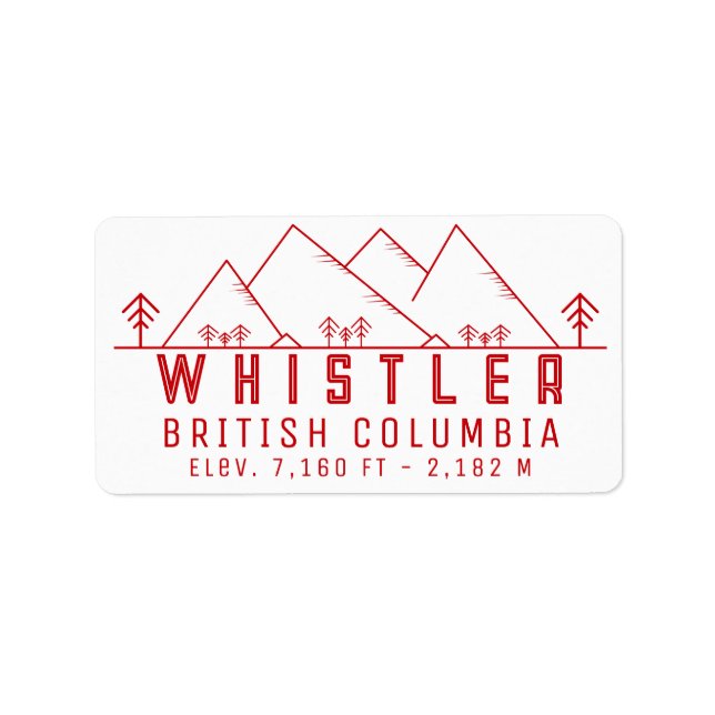 Whistler British Columbia Canada Minimalist Label (Front)