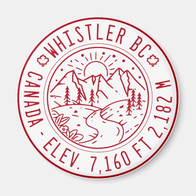 Whistler British Columbia Canada Minimalist Ski Magnet (Front)