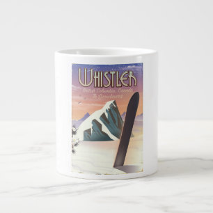 Whistler British Columbia snowboarding poster Large Coffee Mug