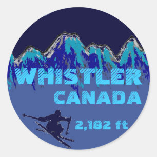 Whistler Canada blue ski art stickers