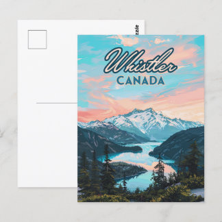 Whistler Canada British Columbia Ski Resort Retro Postcard