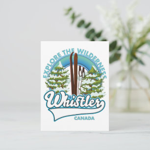 Whistler Canada,explore the wilderness, ski logo Postcard