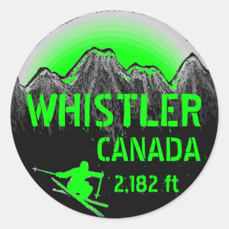 Whistler Canada green ski art stickers