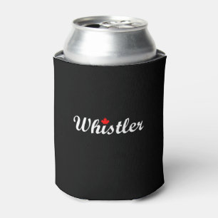 Whistler Canada Script Text Maple Leaf Dark Can Cooler