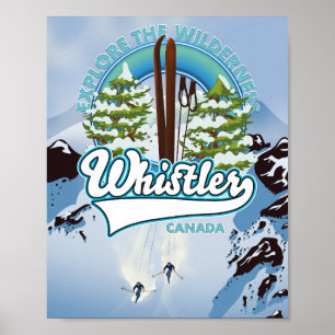 whistler Canada ski travel poster. Postcard Poster