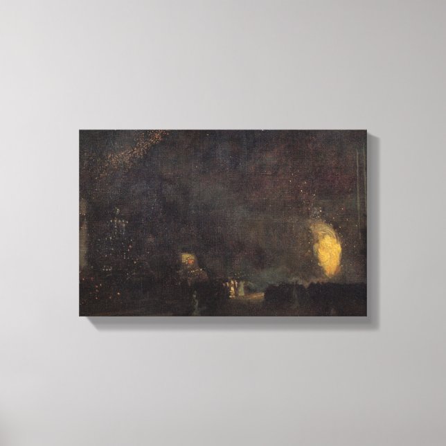 Whistler - Nocturne, Black and Gold, The Fire Whee Canvas Print (Front)