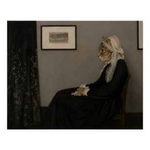 Whistler’s Mother Cat Parody Classical Art Poster