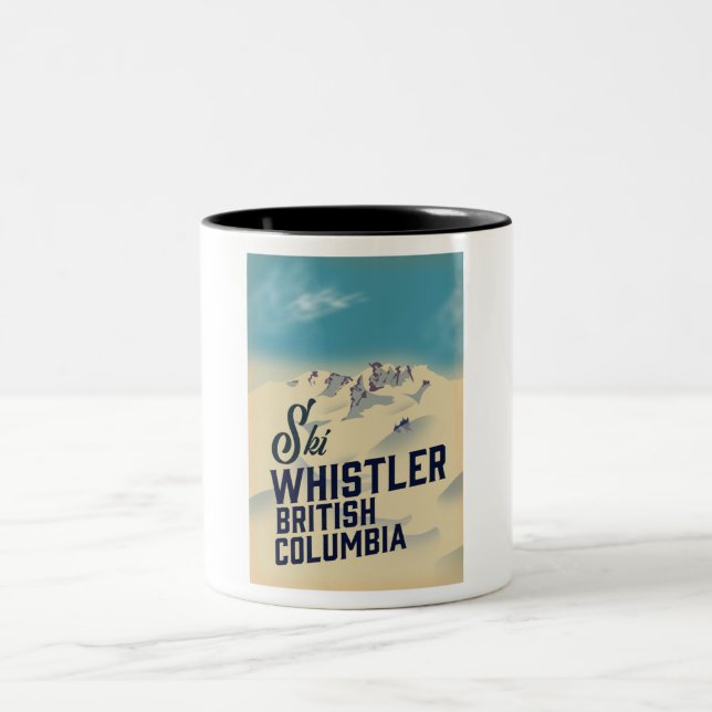 Whistler,Vancouver British Columbia ski poster Two-Tone Coffee Mug (Center)