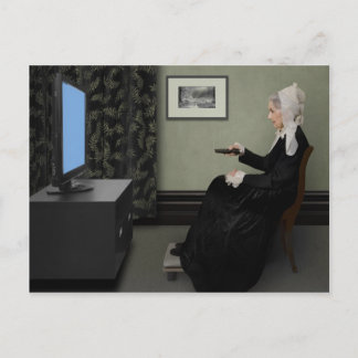 Whistler's Mother Watching T.V. with Remote Postcard