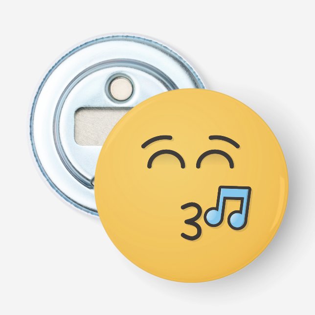 Whistling Face with Smiling Eyes Bottle Opener (Front)