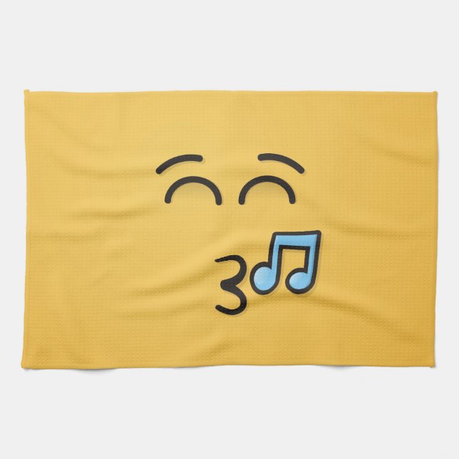 Whistling Face with Smiling Eyes Kitchen Towel (Horizontal)